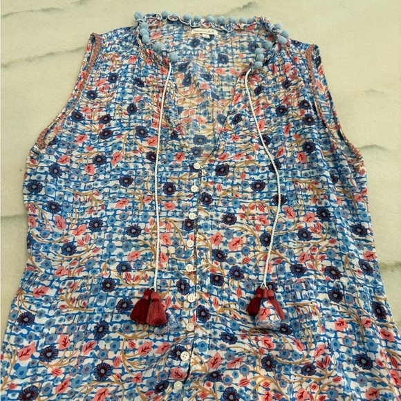 Poupette St Barth Maxi Dress Size XS Multicolor Blue Pink Sleeveless Boho - Picture 5 of 11